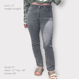 Levi’s Wedgie Straight Jeans 27 Gray Charcoal Cosmic Comet High Rise Button Fly